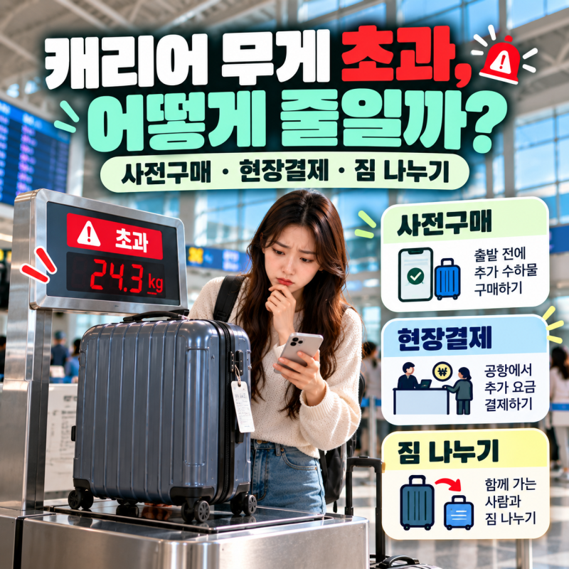 캐리어 무게가 초과됐다면?｜사전 구매·공항 결제·짐 나누기 비용 비교