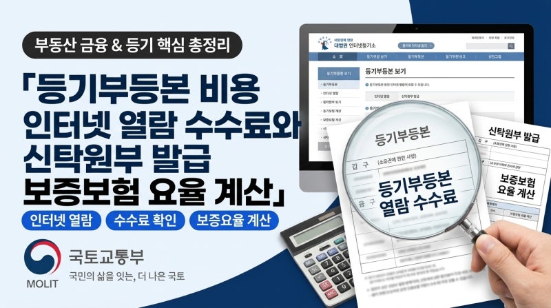 등기부등본 비용 인터넷 열람 수수료와 신탁원부 발급 보증보험 요율 계산