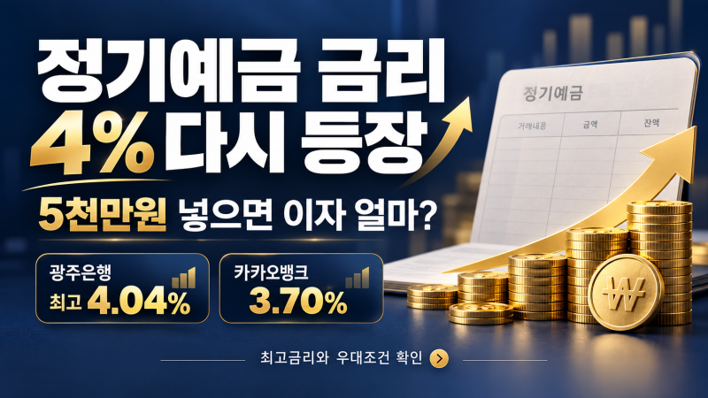 정기예금 금리 비교 4% 재등장, 5천만원 이자 갈아타기 전략