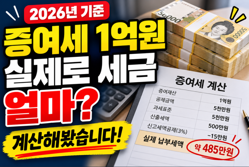 증여세 1억원이면 얼마 낼까?