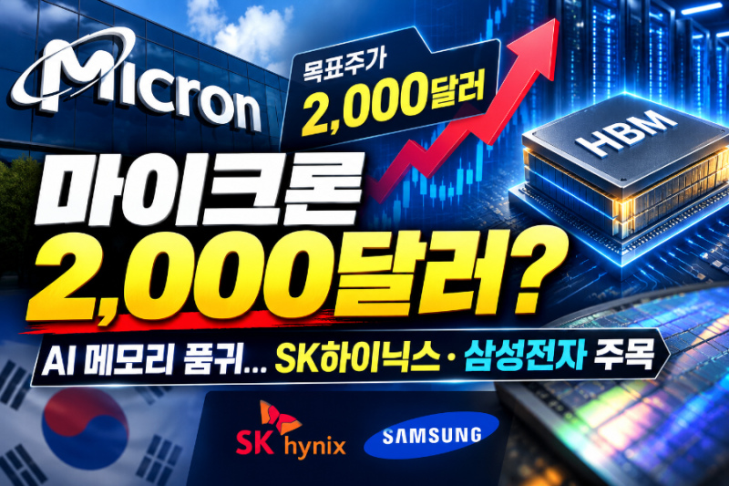 “마이크론 2,000달러 간다?” AI 메모리 품귀에 들썩이는 반도체주