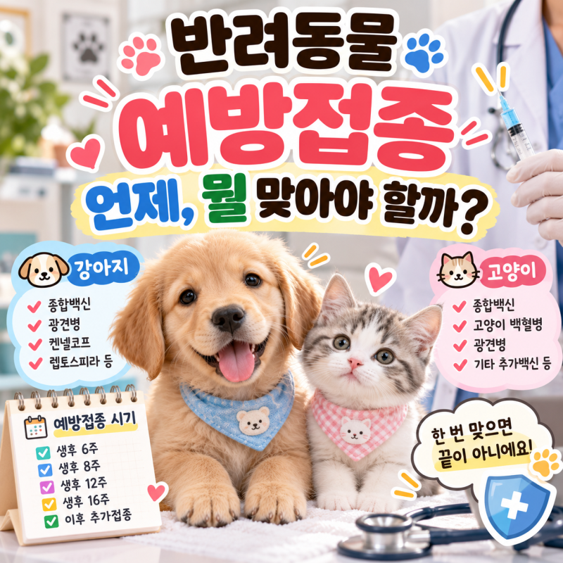 반려동물 예방접종, 한 번 맞으면 끝? 강아지·고양이 접종 종류와 시기 총정리