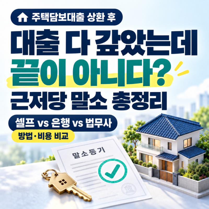 대출 다 갚았는데 끝이 아니다? 대출 상환 후 근저당 말소 방법 총정리 (셀프 vs 은행 vs 법무....