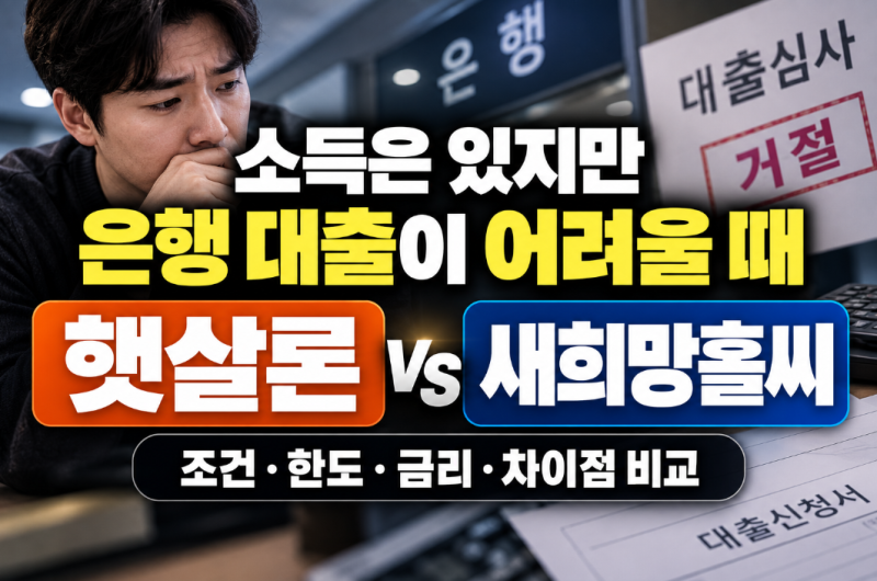 소득은 있지만 은행 대출이 어려울 때, 햇살론·새희망홀씨 비교