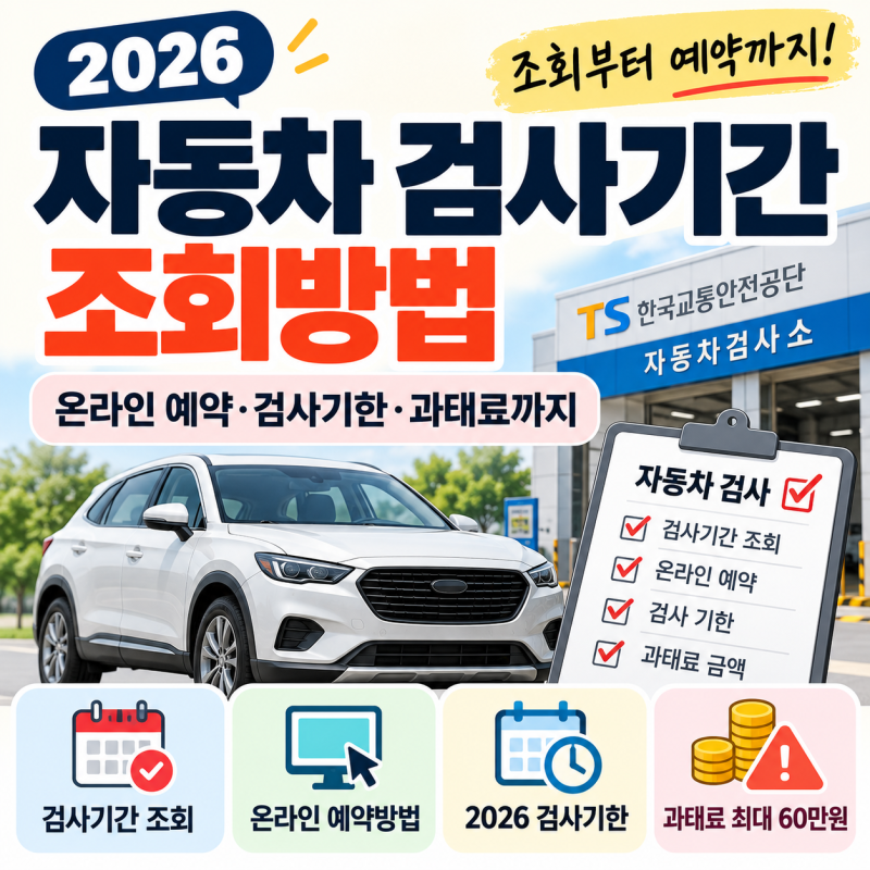 2026 자동차 검사기간 조회방법｜온라인 예약·검사기한·과태료 최대 60만원