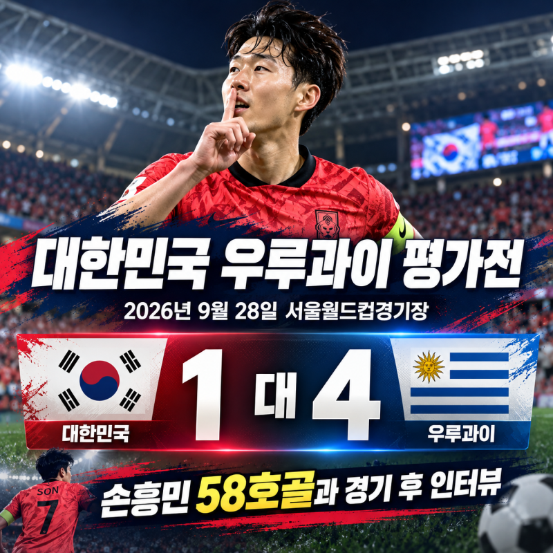대한민국 우루과이 평가전 1대4 패배, 손흥민 58호골과 모레노 감독 인터뷰