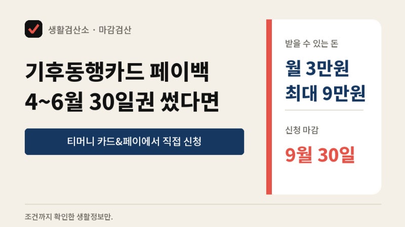기후동행카드 4~6월에 썼다면, 9월 30일까지 페이백 신청