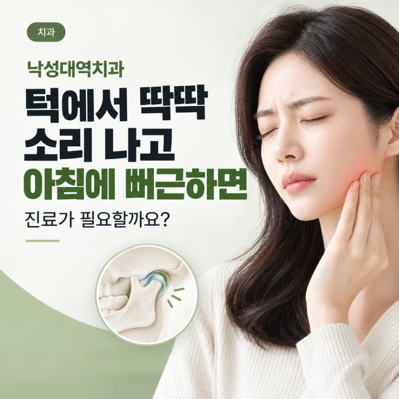 낙성대역치과 턱에서 딱딱 소리 나고 아침에 뻐근하면 진료가 필요할까요? [진료과목 치과]