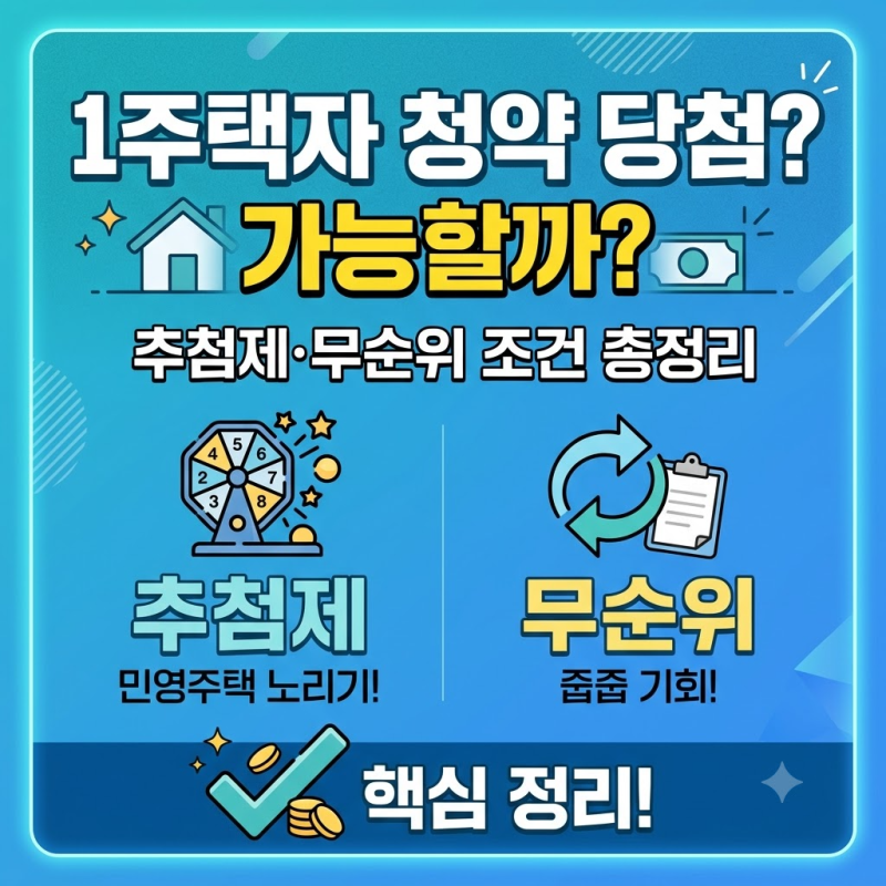 1주택자 청약 당첨 가능할까? 추첨제·무순위 조건 총정리