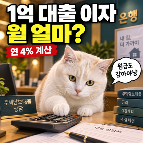 대출 이자 계산, 1억에 4%면 월 얼마?