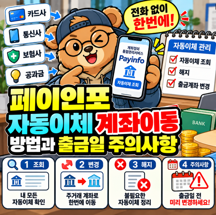 카드·보험·통신사 일일이 전화 끝! 페이인포 자동납부 계좌이동과 출금일 주의사항