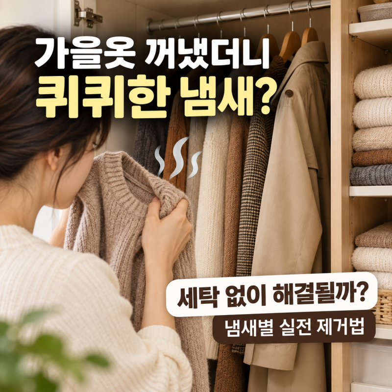 가을옷 퀴퀴한 냄새 제거 방법, 옷장에서 꺼낸 옷 세탁 없이 해결될까?