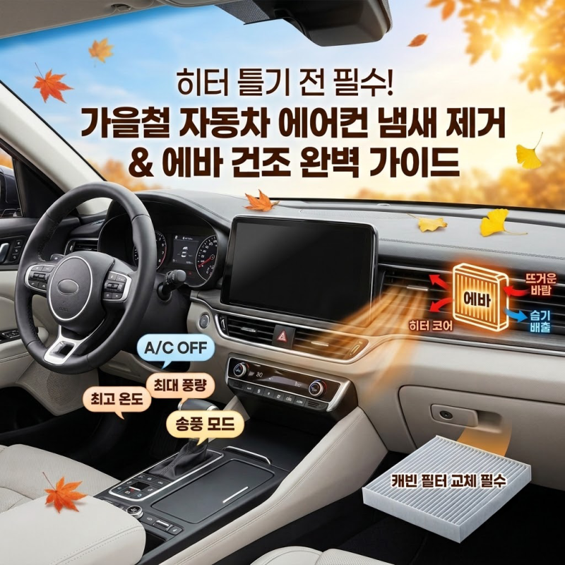 히터 틀기 전 필수! 가을철 자동차 에어컨 냄새 제거 & 에바 건조 완벽 가이드