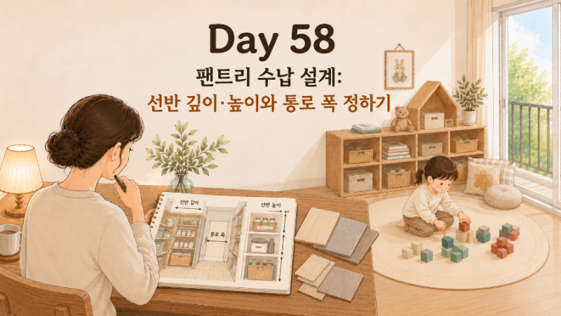 인테리어 기초 58｜팬트리 수납 설계: 선반 깊이·높이와 통로 폭 정하기