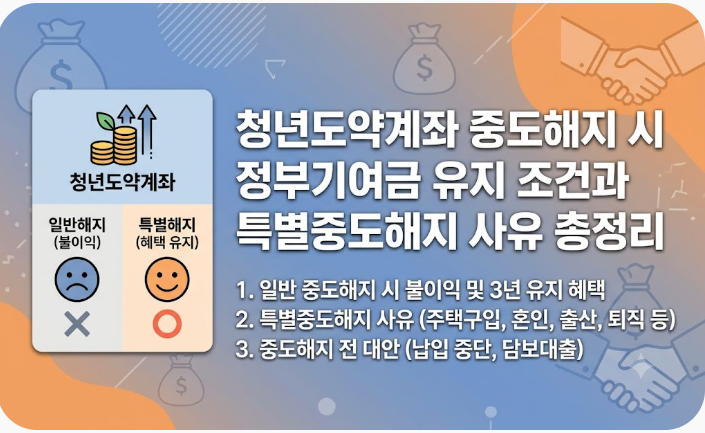 청년도약계좌 중도해지 시 정부기여금 유지 조건과 특별중도해지 사유 총정리