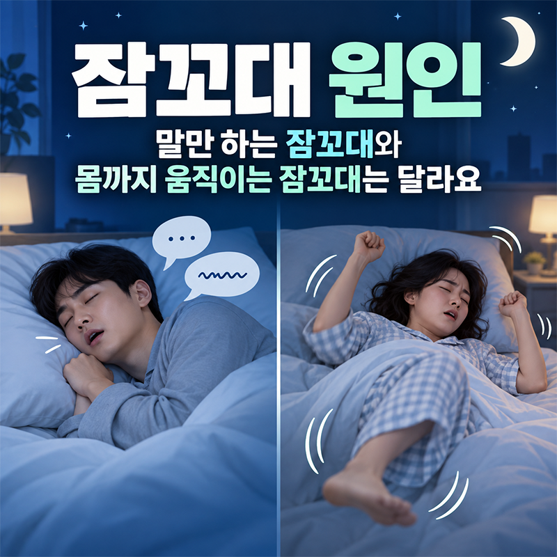 잠꼬대 원인, 말만 하는 잠꼬대와 몸까지 움직이는 잠꼬대는 달라요