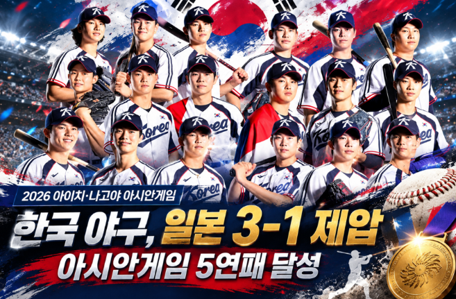 ⚾ 한국 야구, 적지에서 일본 꺾고 아시안게임 5연패! 약속의 8회가 만든 금메달