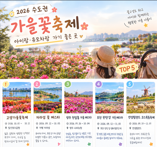 [수도권 가을꽃축제] 아이랑 유모차 끌고 가기 좋은 2026 서울근교 가을 꽃축제 TOP5