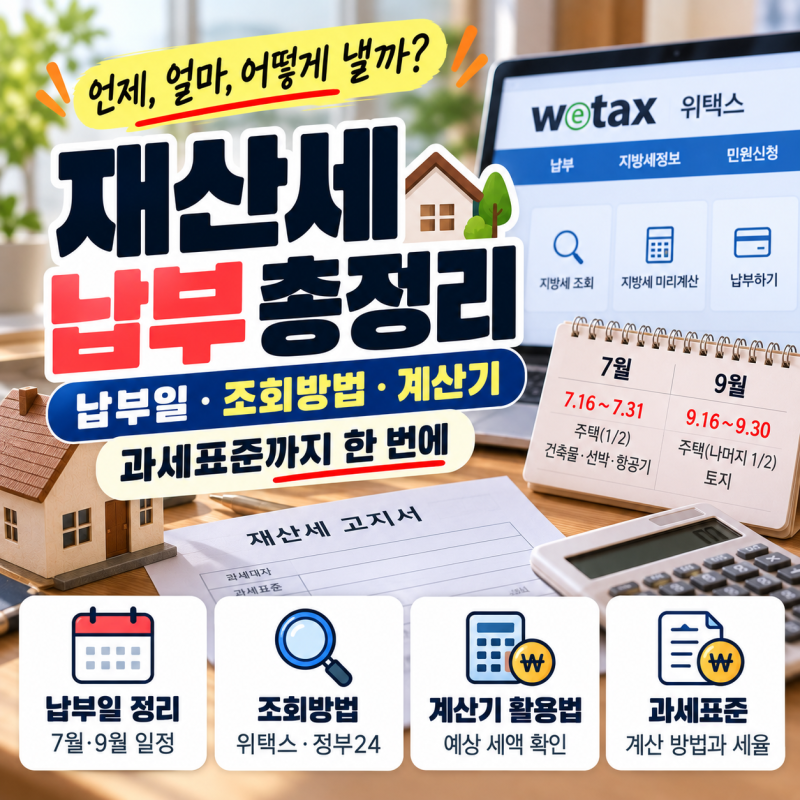 재산세 조회, 납부 기간부터 카드 혜택까지 총정리, 9월 부과기준은? 계산기로 계산하기