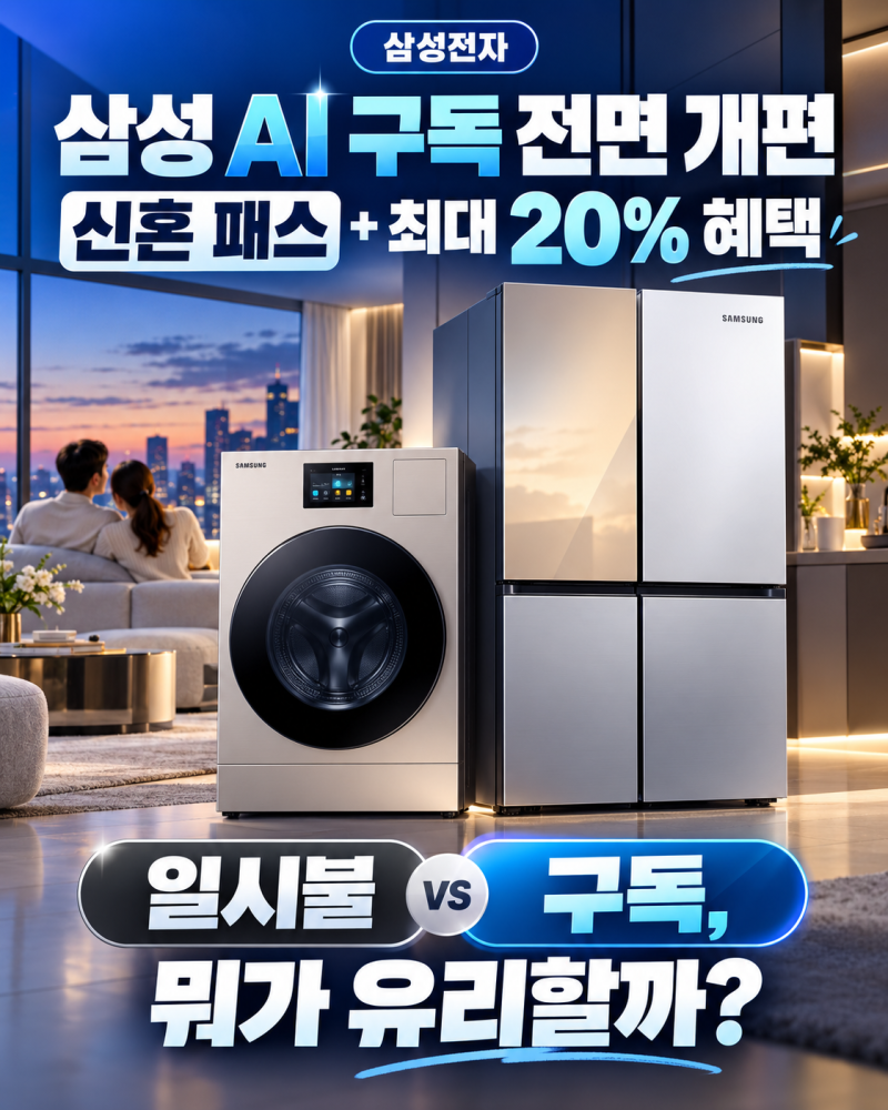 삼성 AI 구독 2주년 최대 20% 혜택｜신혼 패스, 일시불보다 구독이 유리할까?