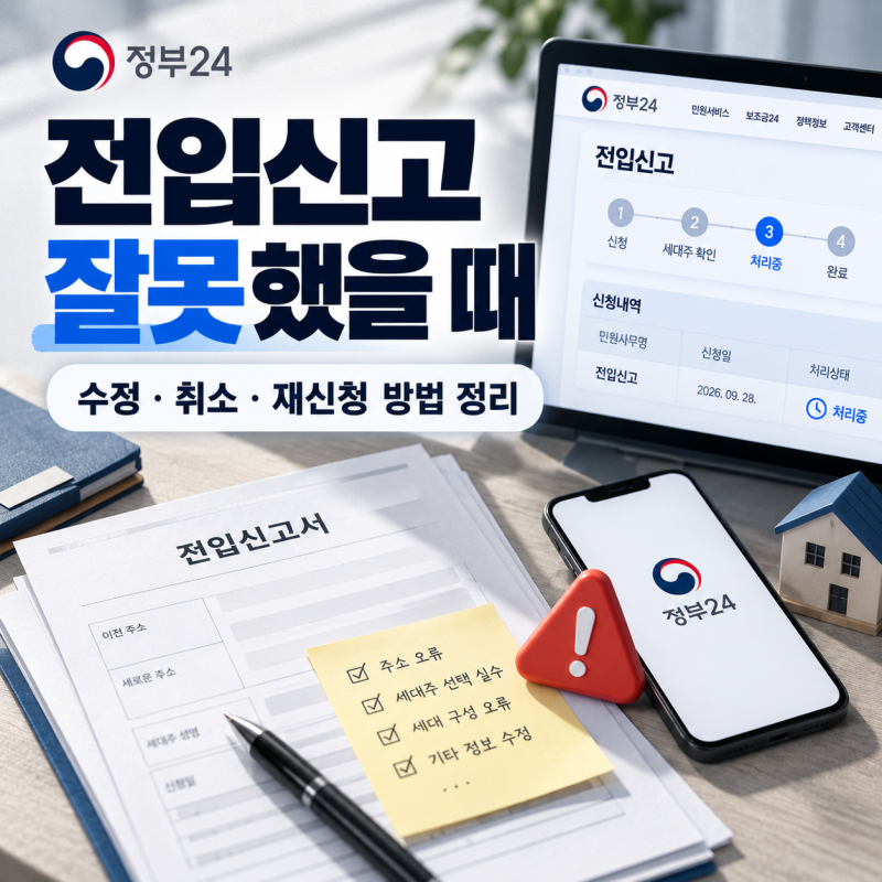 전입신고 잘못했을 때 수정 가능할까? 취소·재신청 방법 정리