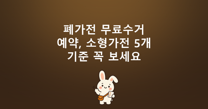 폐가전 무료수거 예약, 소형가전 5개 기준 꼭 보세요