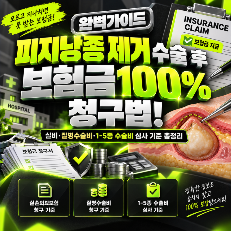 [완벽가이드] 피지낭종 제거 수술 후 보험금 100% 청구법! (실비·질병수술비·1-5종 수술비 심....