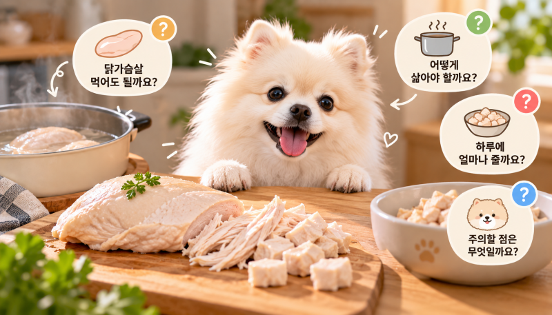 강아지 닭가슴살 삶는법, 간식으로 적정 급여량 얼마일까?