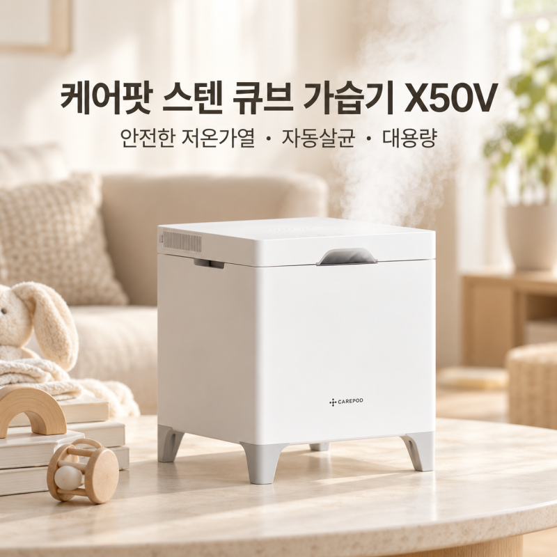 아기방 가습기 추천 세척 쉬운 스텐 저온가열 케어팟 X50V
