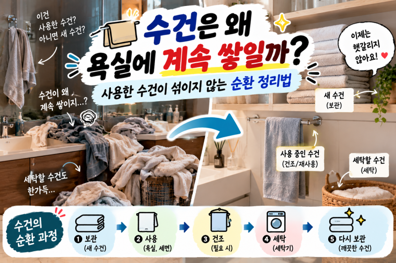 수건은 왜 욕실에 계속 쌓일까? 사용한 수건이 섞이지 않는 순환 정리법