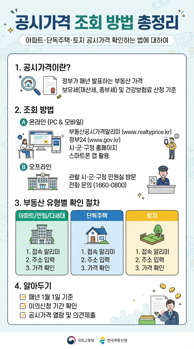 공시가격 조회 방법 총정리｜아파트·단독주택·토지 공시가격 확인하는 법