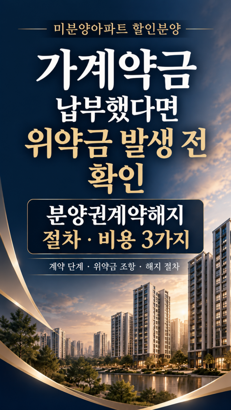 미분양아파트 할인분양 가계약금, 위약금 발생 전 분양권계약해지 절차·비용 3가지
