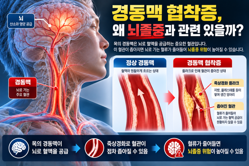 경동맥 협착증 증상은? 뇌졸중 전 나타날 수 있는 신호와 검사방법