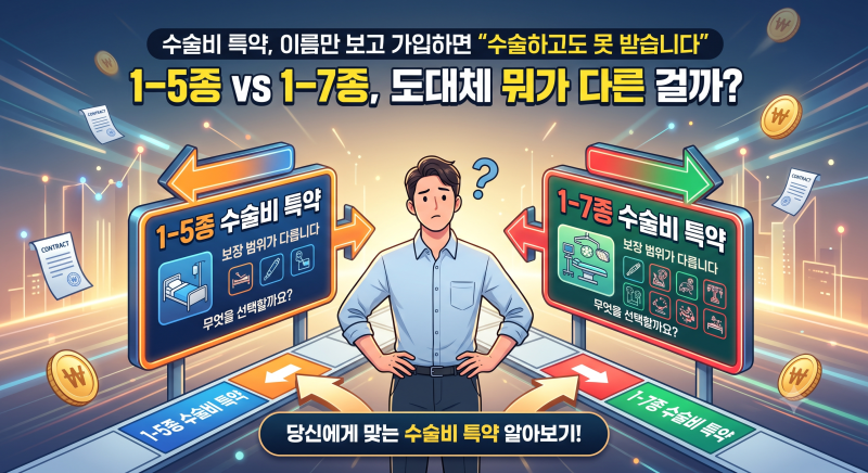 수술비 특약, 이름만 보고 가입하면 "수술하고도 못 받습니다" ;; 1-5종 vs 1-7종, 도대체 뭐가 ....