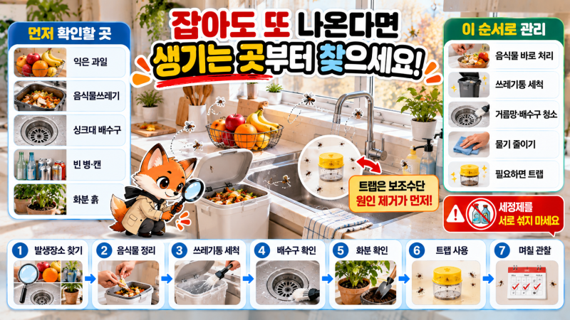집 안에 날파리 계속 생길 때｜가을에도 안 없어지는 이유