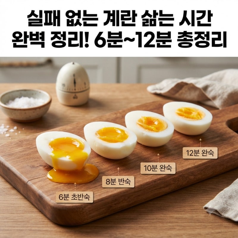 껍질이 스르륵 잘 까지는 계란 삶는 시간과 꿀팁 총정리 (반숙·완숙 기준)