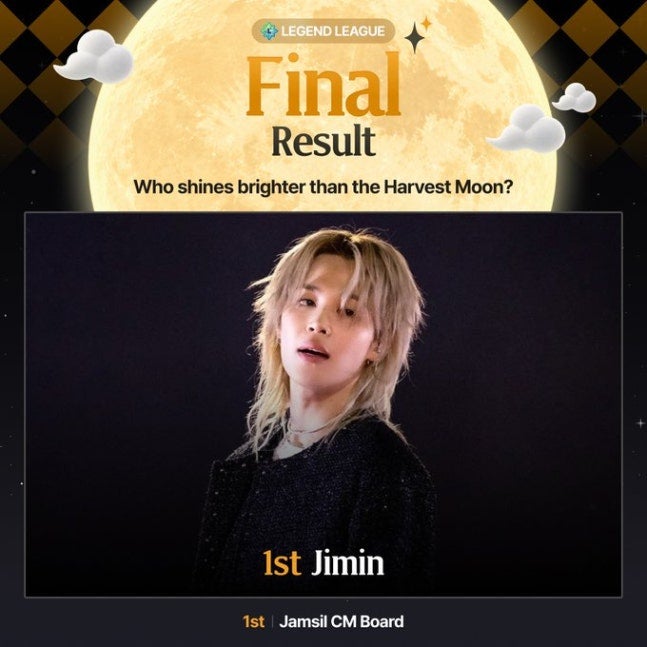 방탄소년단 지민, 최애 1위 선정 1억4776만 하트 쏟아졌다