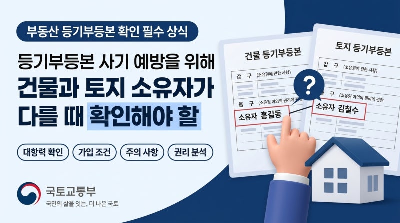등기부등본 사기 예방을 위해 건물과 토지 소유자가 다를 때 확인해야 할 대항력과 전세보증....