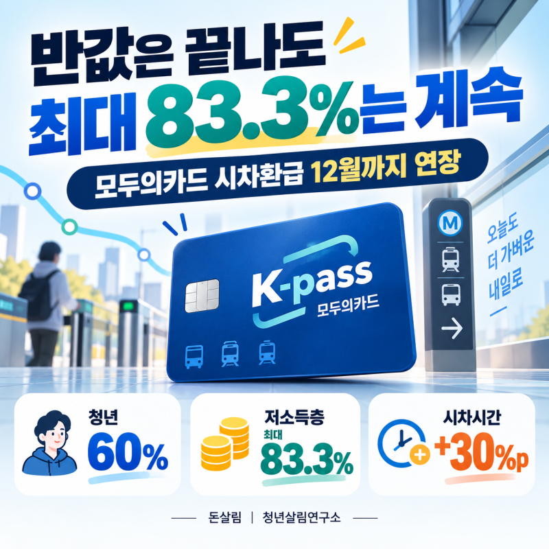 반값은 끝나도 최대 83.3%는 계속｜모두의카드 시차환급 12월까지 연장