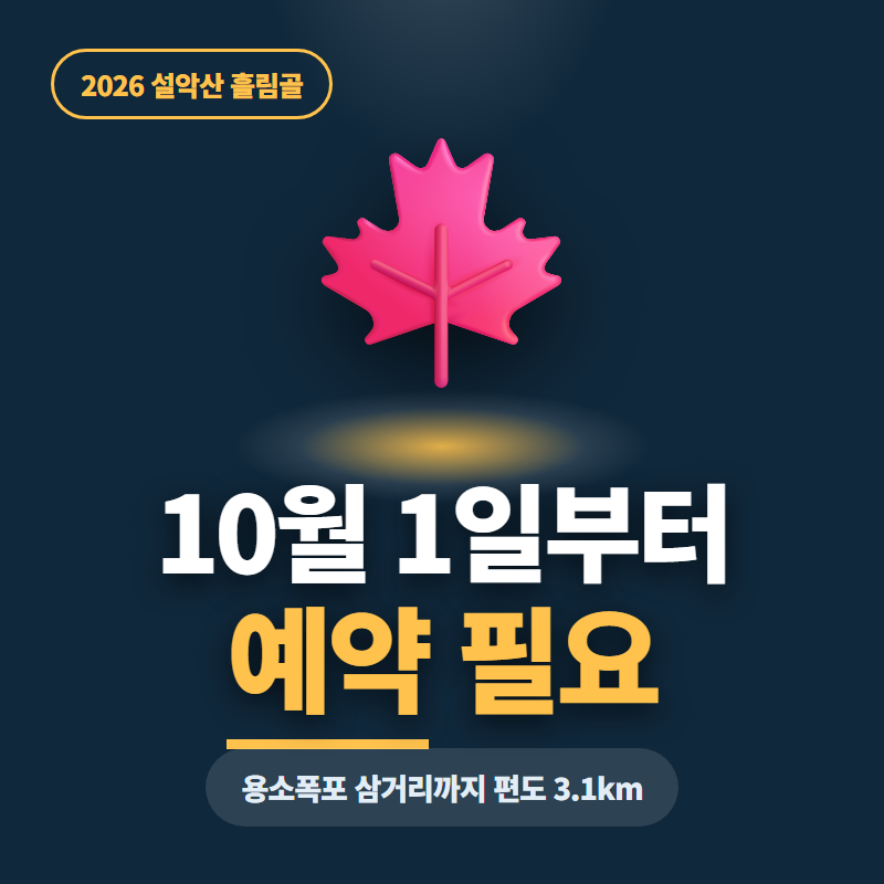 설악산 흘림골 예약｜2026 단풍철 10~11월, 시간·주차부터 확인