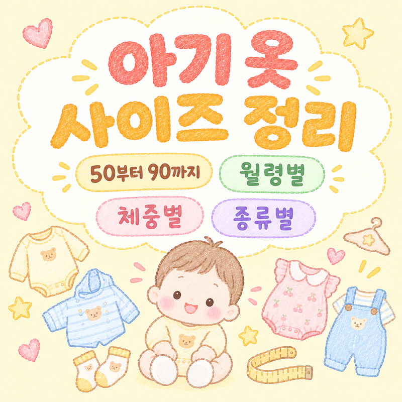 신생아 아기옷 사이즈, 60·70·80 월령별, 체중별, 정리