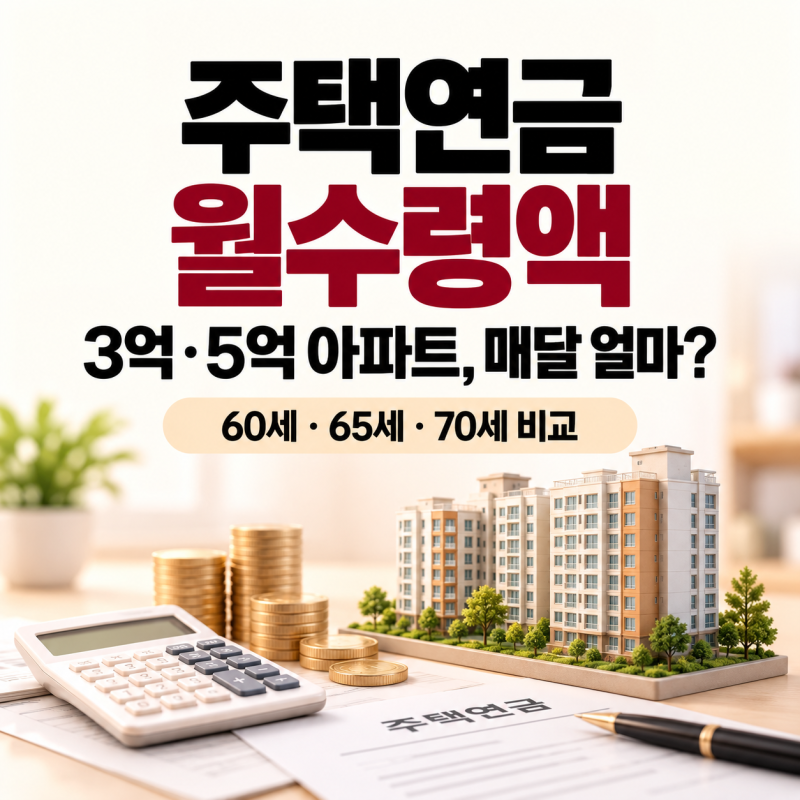 주택연금 월수령액 계산｜3억·5억 아파트 60세·65세·70세 얼마나 받을까?