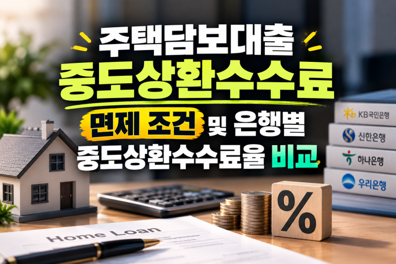 주택담보대출 중도상환수수료 면제 조건 및 은행별 중도상환수수료율 비교 및 면제 기간 총....