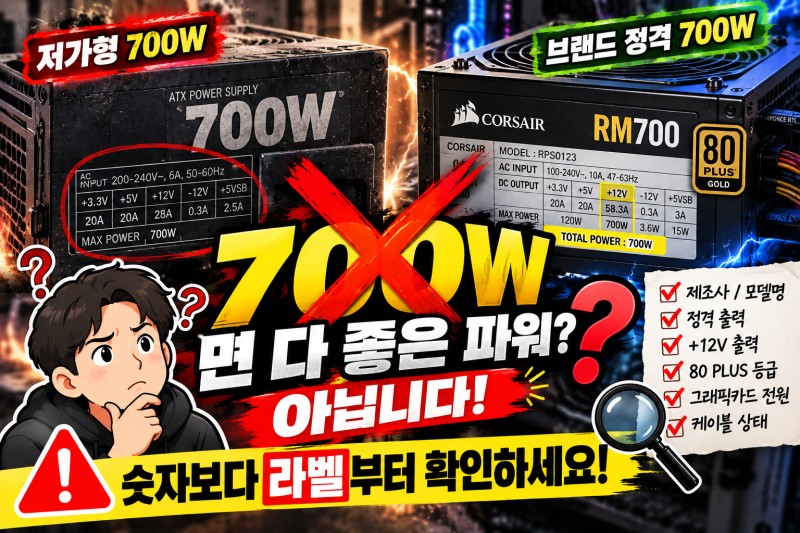 수원중고컴퓨터, 파워 700W라고 다 같은 700W일까? 중고 PC 파워 보는 법
