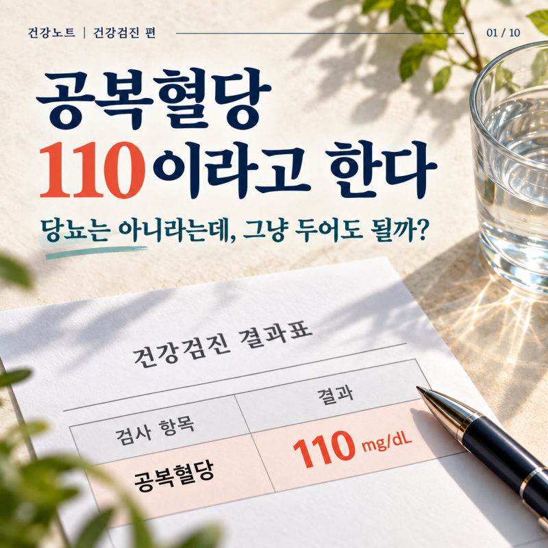 공복혈당이 110이라고 한다. 당뇨는 아니라는데 그냥 두어도 될까