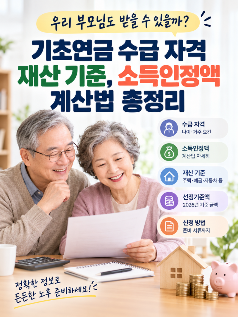 기초연금 수급 자격 재산 기준, 소득인정액 계산법 총정리