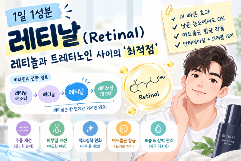 [1일 1성분] 레티날(Retinal), 레티놀보다 빠르고 트레티노인보다 현실적인 이유