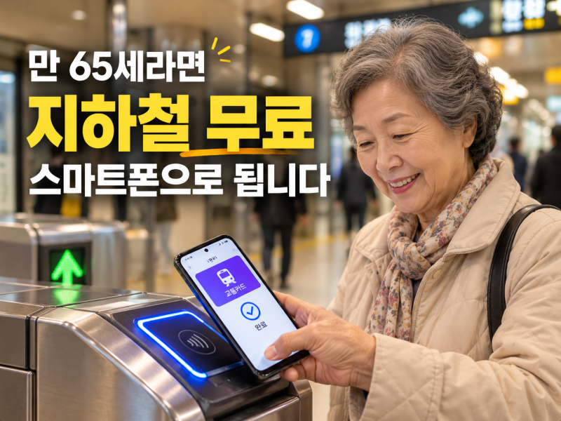 만 65세 서울 어르신 교통카드, 이제 스마트폰으로｜지하철 무료 이용방법