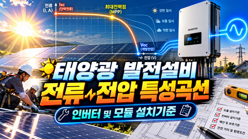 태양광 발전설비 전류-전압 특성곡선: 인버터 및 모듈 설치기준(KEC)