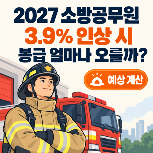 2027 소방공무원 봉급 표 예상, 3.9% 인상되면 월급 얼마나 오를까?
